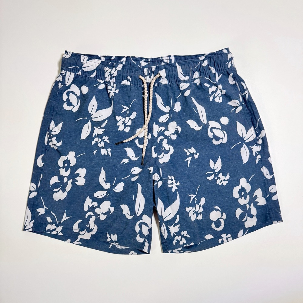 Fair Harbor Men's Swim Trunks Shorts Size L Blue Aloha Print Floral V103413